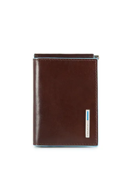 Credit card and cash holder with metal clip B2 Dark Brown