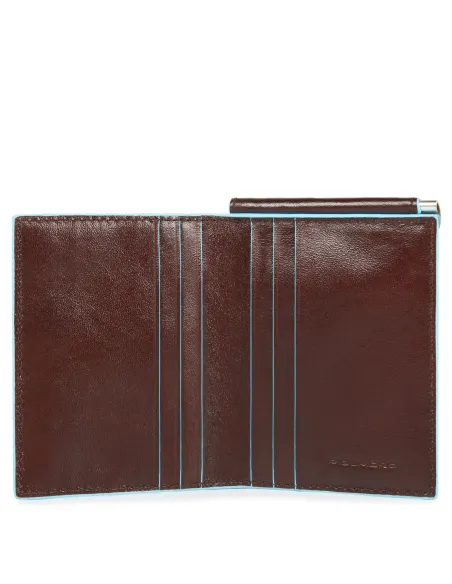 Credit card and cash holder with metal clip B2 Dark Brown