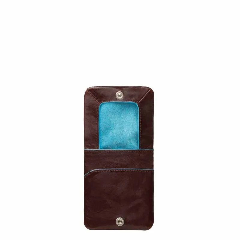 Soft coin purse Blue Square dark brown 2