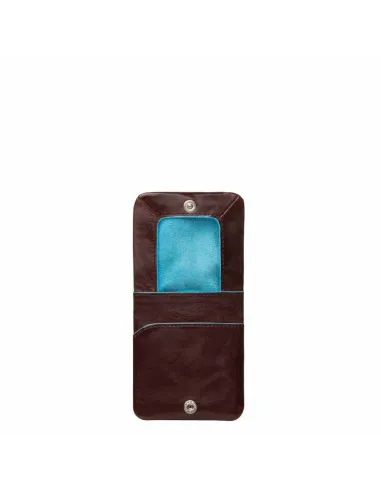 Soft coin purse Blue Square dark brown