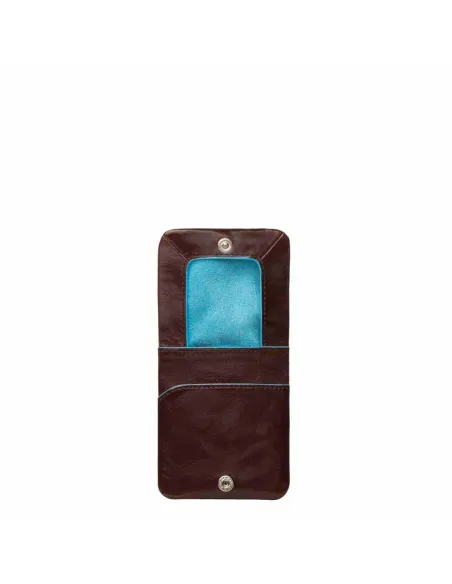 Soft coin purse Blue Square dark brown