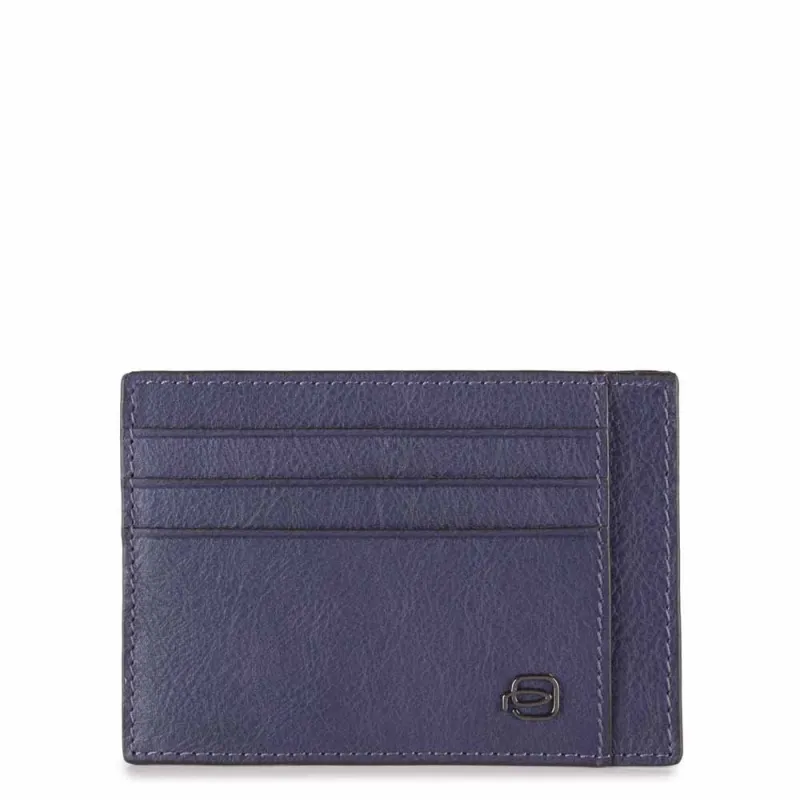 Portacarte di credito in pelle Black Square blu
