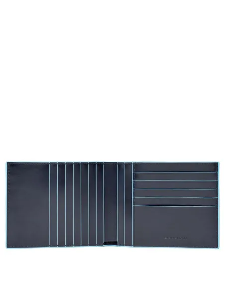 Piquadro Blue Square Herrengeldbörsen mit 12 Kreditkartenfächern blau
