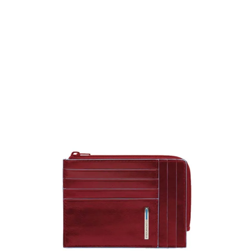 Double-sided document holder with zip pocket red color