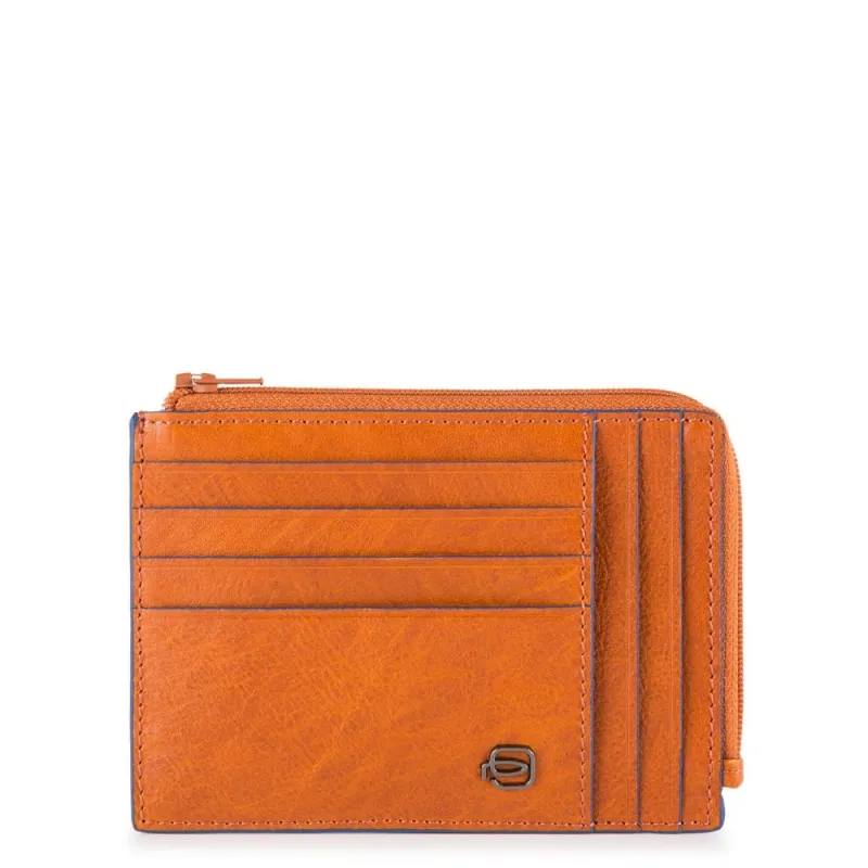 Doppelseitiges Kreditkartenetui aus Leder orange