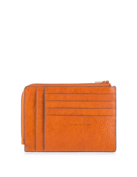 Doppelseitiges Kreditkartenetui aus Leder orange