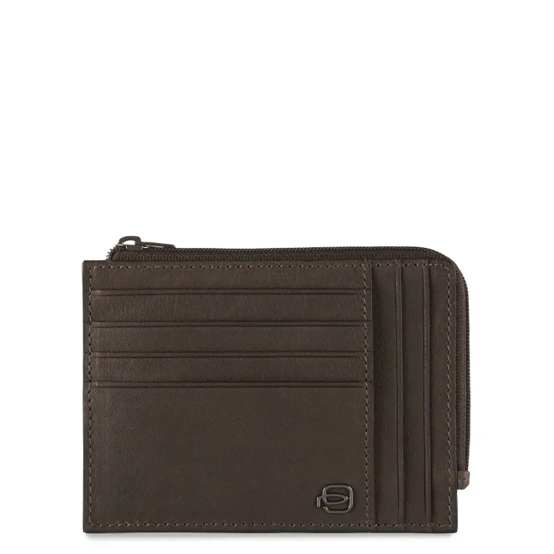 Piquadro Black Square Double-sided document pouch dark brown