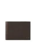 Men's wallet with flip up ID window Black Square dark brown