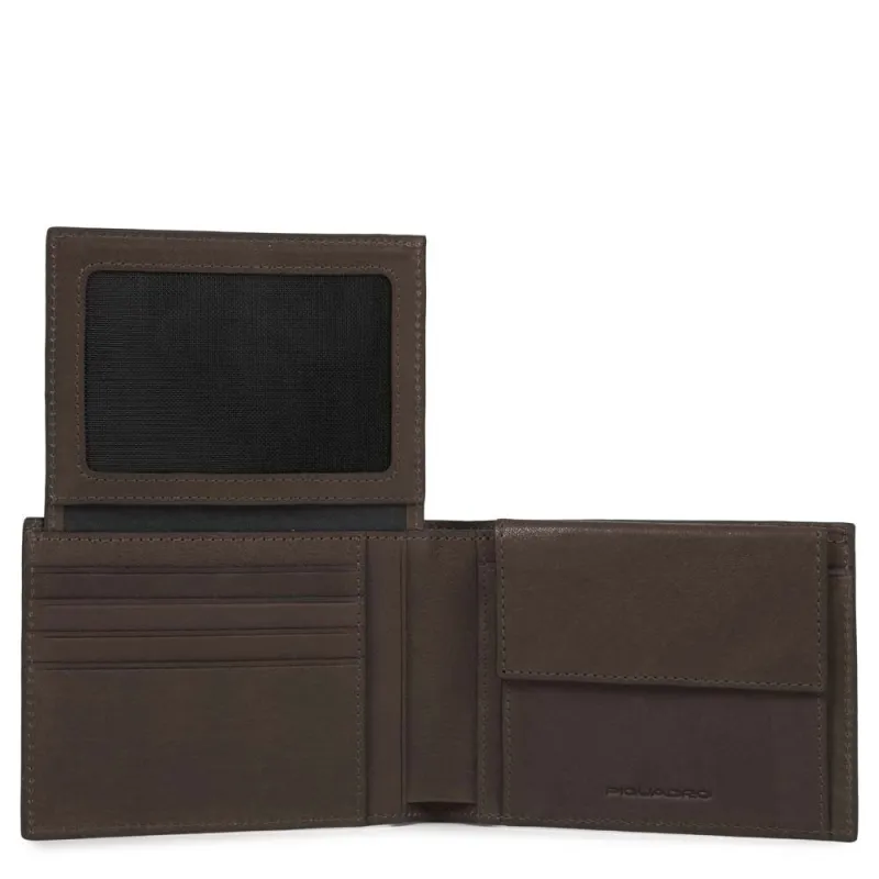 Men's wallet with flip up ID window Black Square dark brown 2