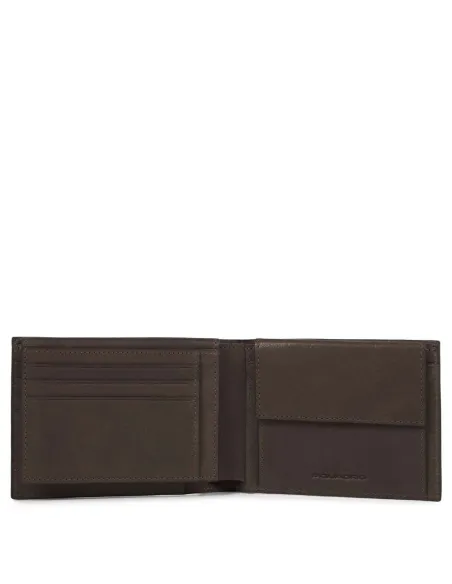 Men's wallet with flip up ID window Black Square dark brown
