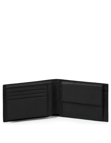 Herrengeldbörse mit Münzfach und Dokumentenklappe Black Square Schwarz