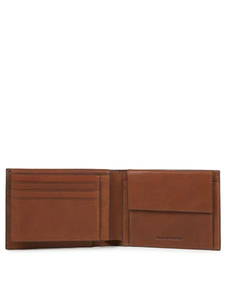 Piquadro Black Square Men's wallet with flip up ID window brown