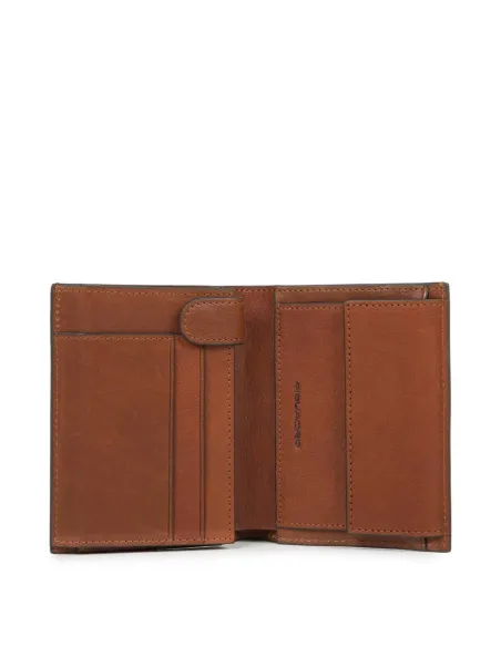 Faltbare Herrengeldbörse mit Münzfach und Dokumentenhalter Black Square braun