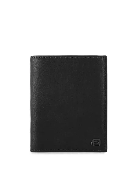 Piquadro Black Square Faltbare Herrengeldbörse mit Münzfach und Dokumentenhalter Schwarz