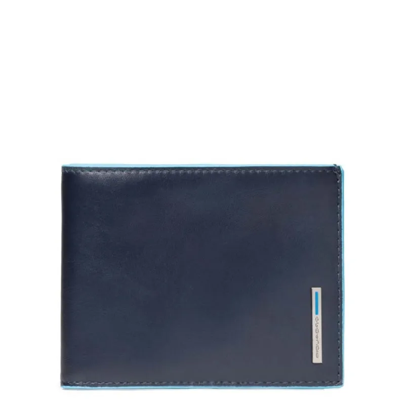 Portafogli uomo Piquadro Blue square con portamonete blu interno 2