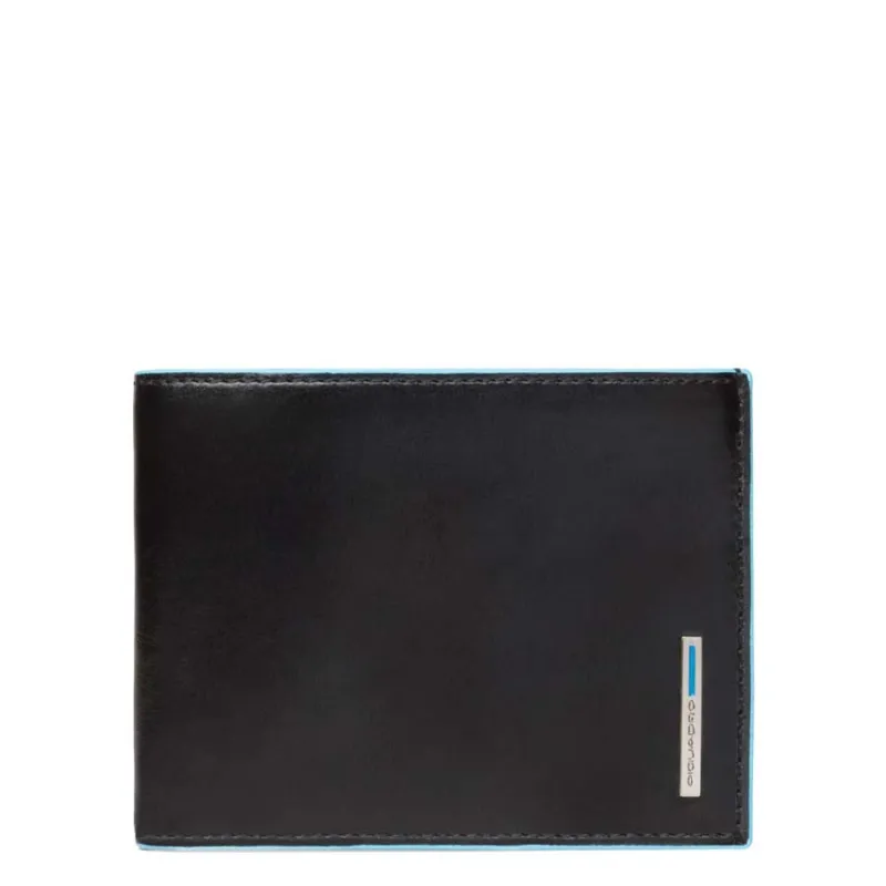Blue Square Men's wallet with coin purse black open 2