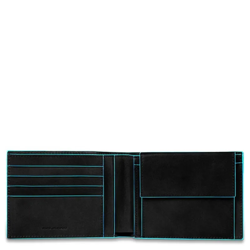 Blue Square Men's wallet with coin purse black open