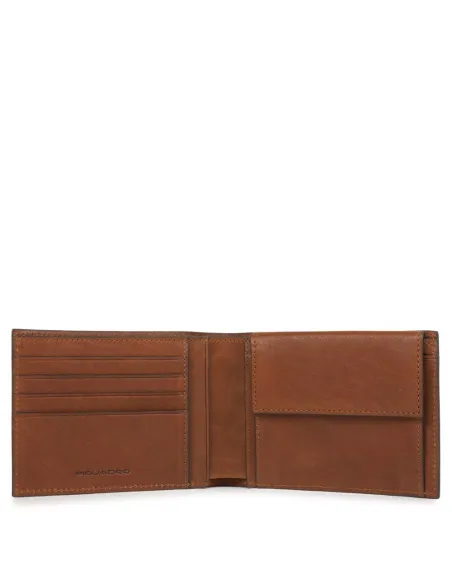 Men's wallet with coin pocket Black Square brown