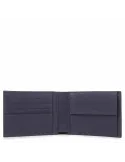 Portafogli in pelle con portamonete Piquadro Black Square blu