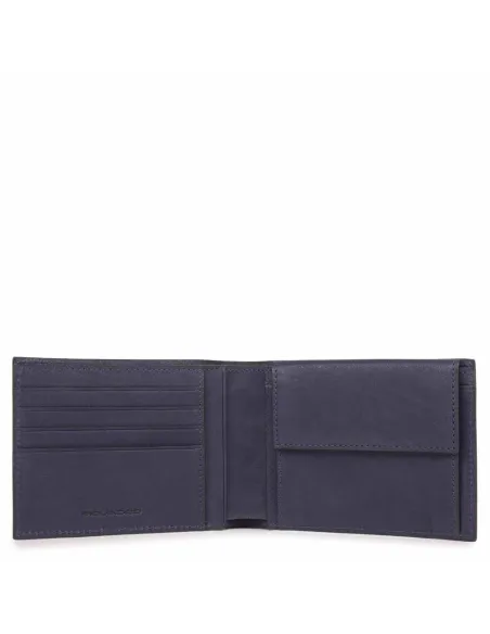 Piquadro Black Square Geldbörsen aus leder mit Münzfach blau