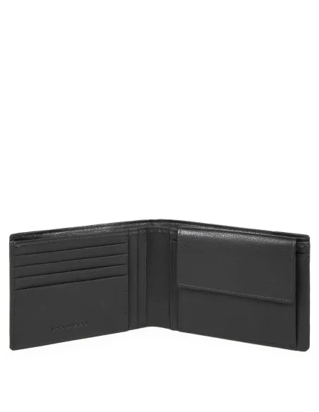 Piquadro P16 Brieftasche aus Stoff und Leder mit Münzfach Schwarz