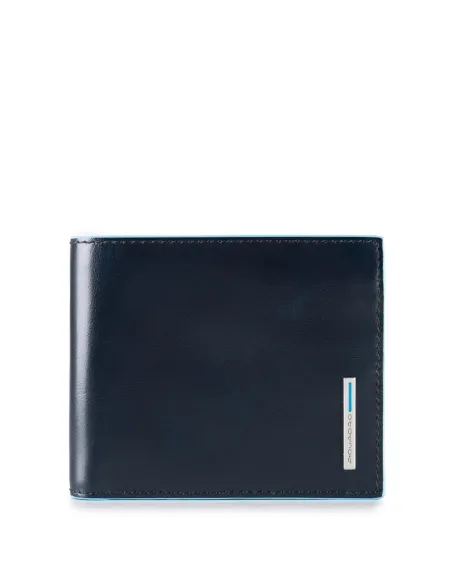 piquadro Blue Square Men's wallet with removable card holder blue