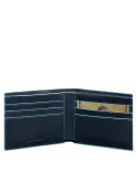 piquadro Blue Square Men's wallet with removable card holder blue