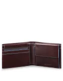 Piquadro Blue Square men's wallets with coin purse and credit cards dark brown