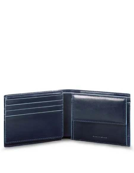 Piquadro B2 Small wallet with coin purse and removable card holder blue