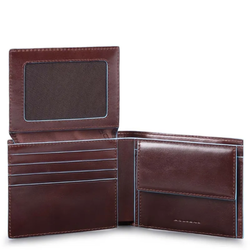 Piquadro Blue Square Small size men's wallets dark brown
