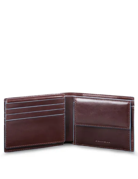 Kleine Brieftasche für Männer mit Münzfach für Dokumente Blue Square Dunkelbraun