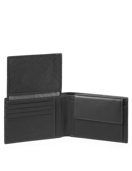 Herrenbrieftasche aus Leder  mit Klapp-Ausweisfenster, Münz- und Kreditkartenfächern und RFID-Blocker Urban Schwarz