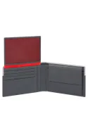 Herrenbrieftasche aus Leder  mit Klapp-Ausweisfenster, Münz- und Kreditkartenfächern und RFID-Blocker Urban Grau