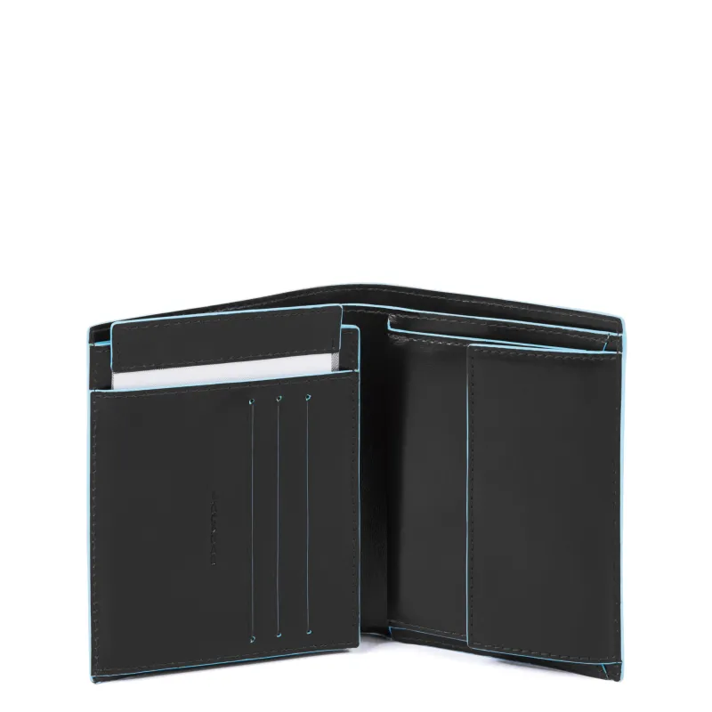 Piquadro Blue Square Vertical wallet with coin pocket and...