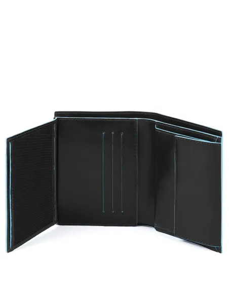 Portafogli uomo a libro con portamonete e porta documenti nero