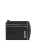 Piquadro B2 flat document pouch with zipped coin pocket black