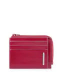 Piquadro Blue Square flat document pouch with zipped coin pocket red