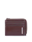 Piquadro B2 flat document pouch with zipped coin pocket dark brown