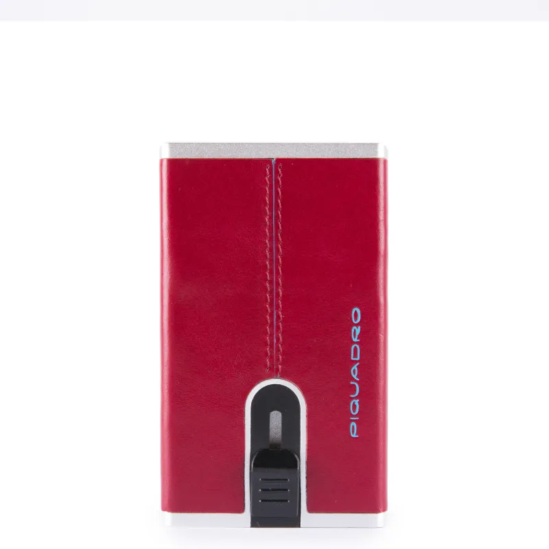 PIQUADRO Credit card case with sliding system RED DETAILS 2