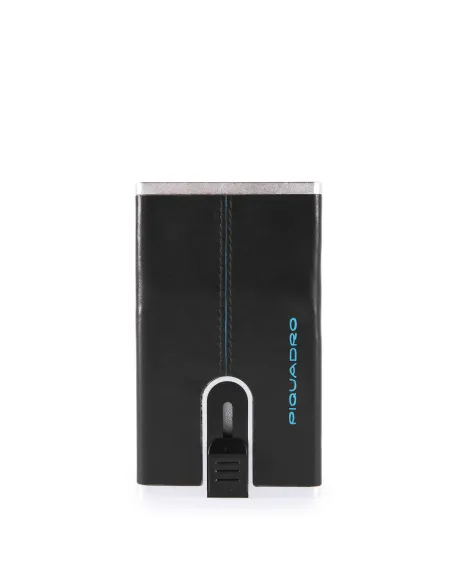 Compact wallet for Cash and credit cards Piquadro Blue Square black PP4891B2R