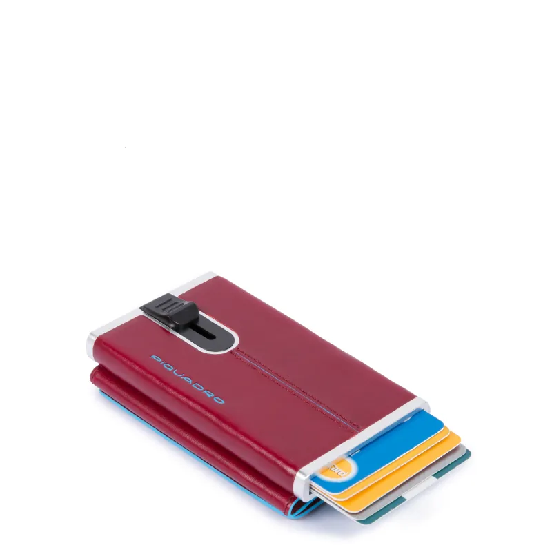 Compact wallet for Cash and credit cards Piquadro Blue Square red PP4891B2R