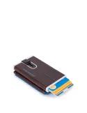 Piquadro Blue Square Compact wallet for Cash and credit cards dark brown