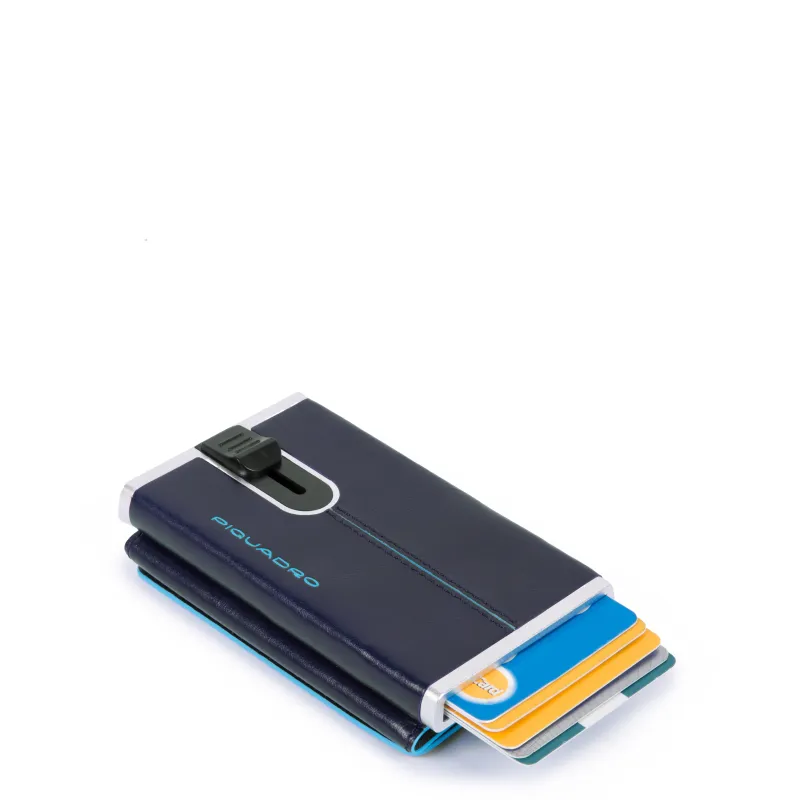 Compact wallet for Cash and credit cards Piquadro Blue Square blu