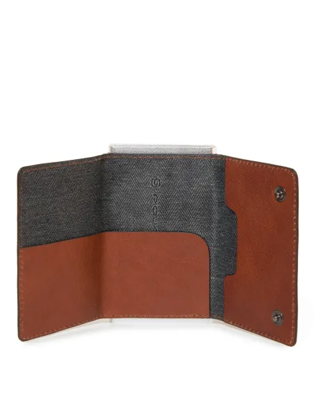 Piquadro Black Square Kreditkartenhalter mit Schiebesystem braun