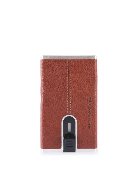 Piquadro Black Square Kreditkartenhalter mit Schiebesystem braun