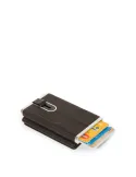 Portafogli compatto con portacarte di credito Piquadro Black Square marrone scuro