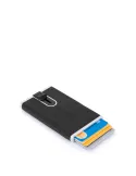 Portacarte di credito in metallo e pelle Piquadro Black Square nero