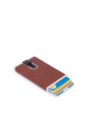 Piquadro Black Square Credit card case with sliding system brown