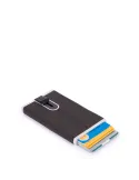 Piquadro Black Square Kreditkartenhalter mit Schiebesystem Dunkelbraun