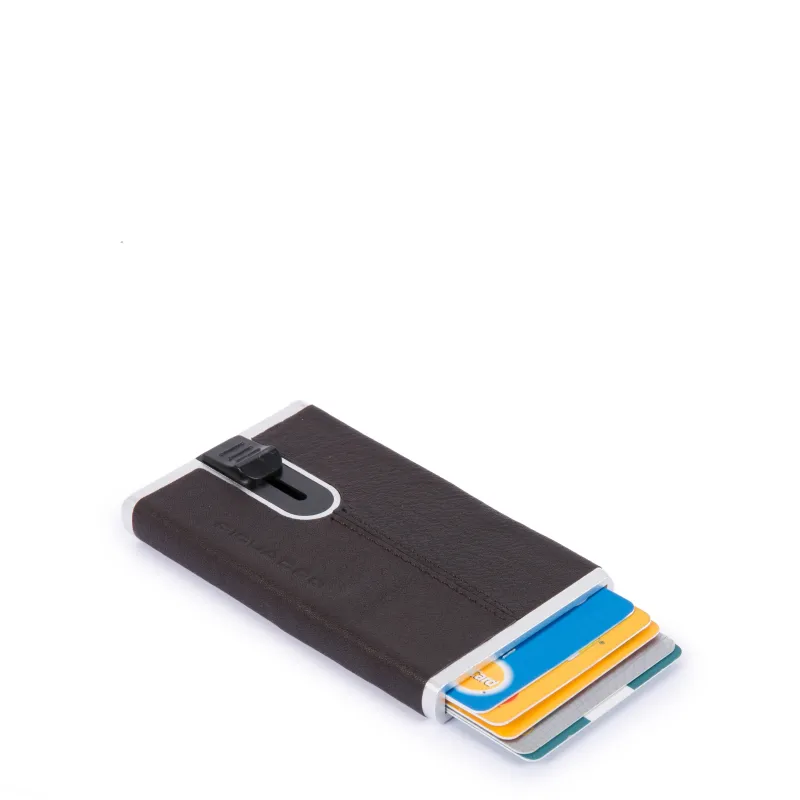 Piquadro Black Square Credit card case with sliding...